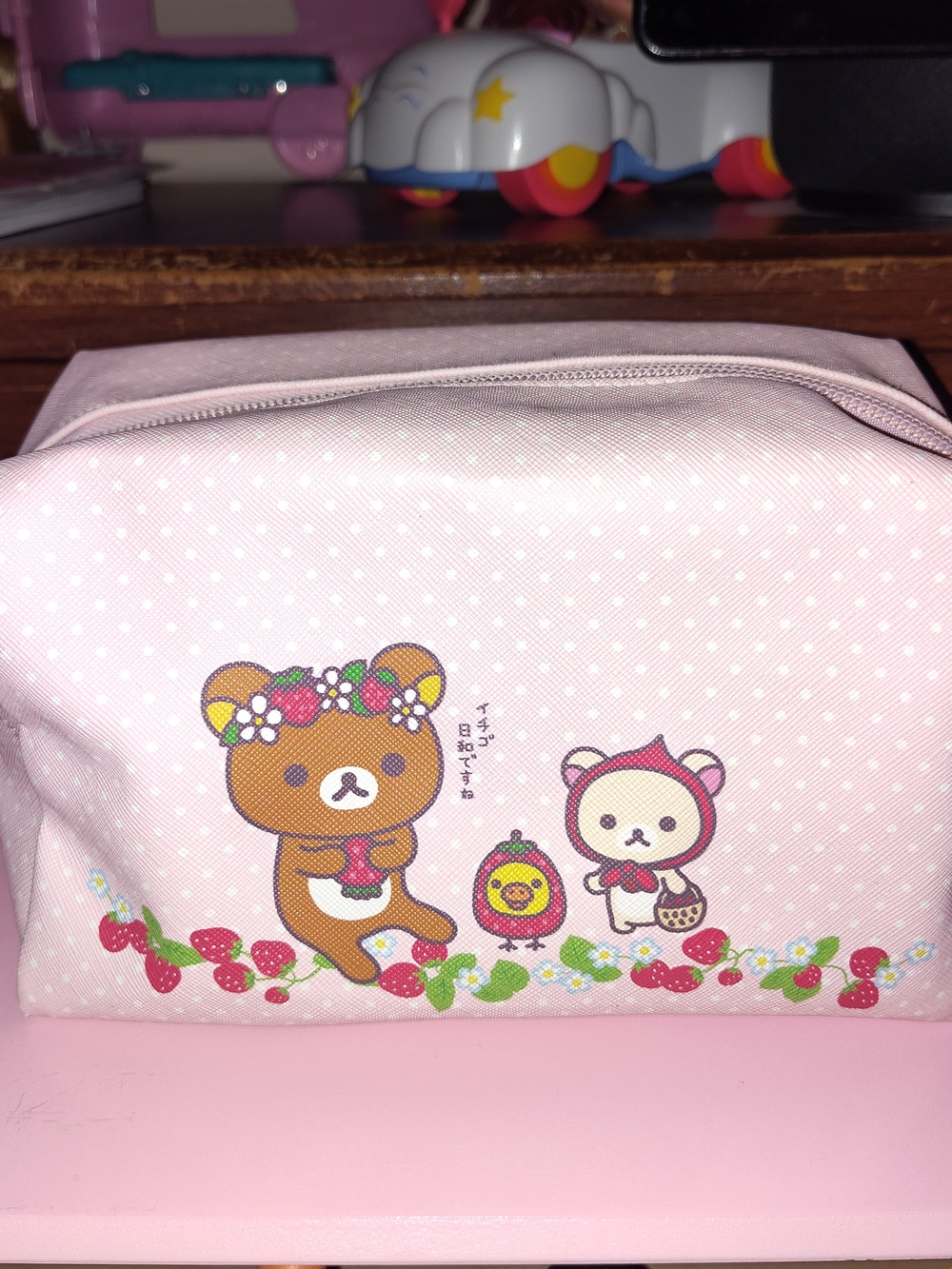 San-X Rilakkuma Pink Strawberry Cosmetic Bag